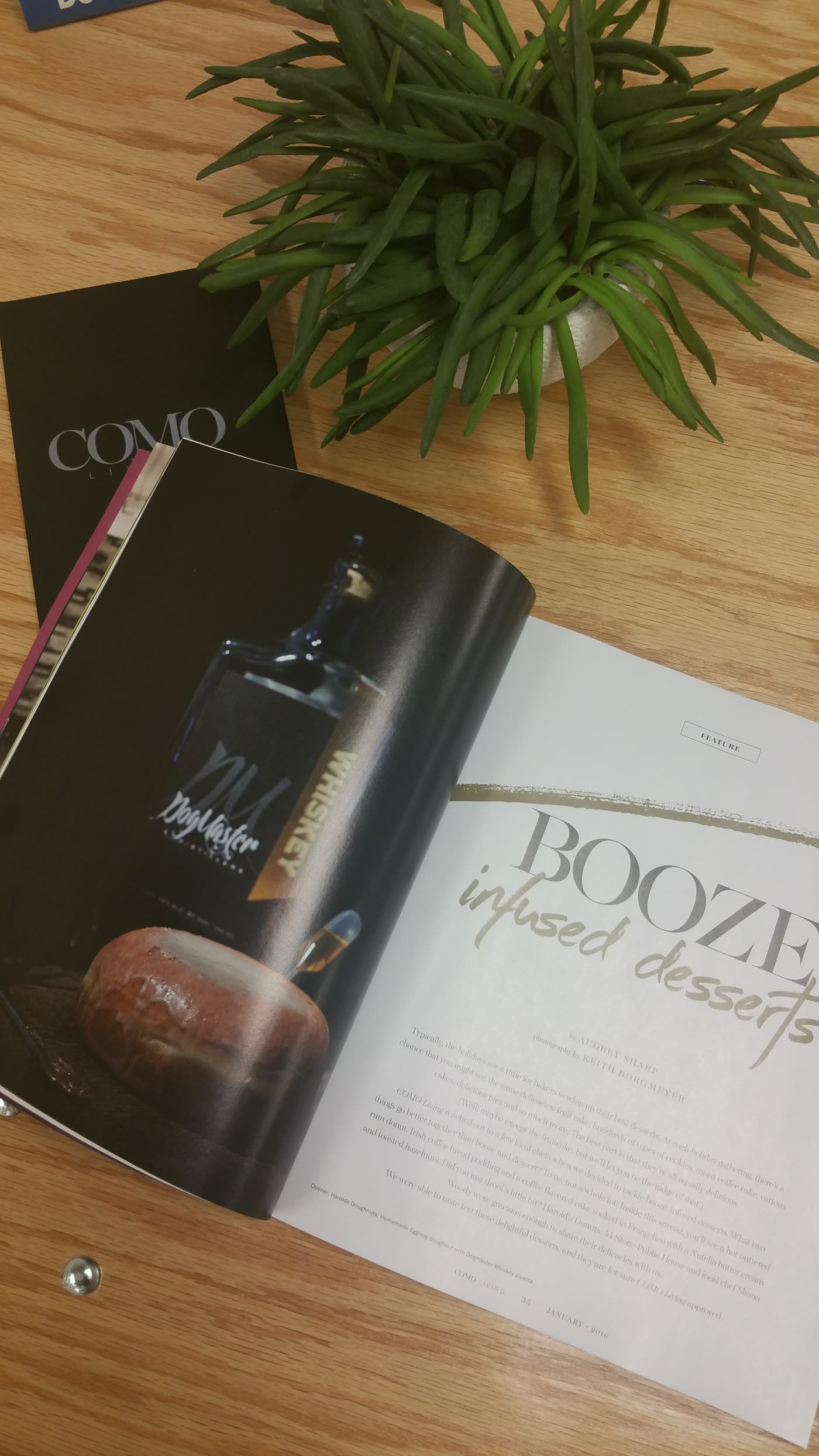 Magazine feature spread with full-bleed photography and a pull-quote headline