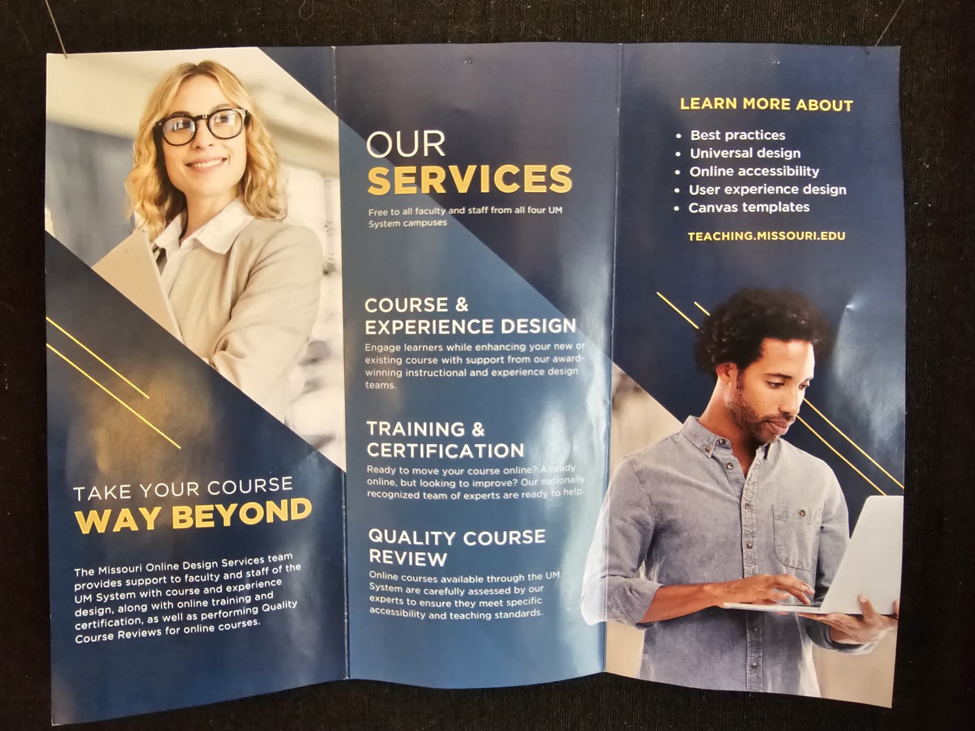 Missouri Online Design Services brochure, inside spread listing services